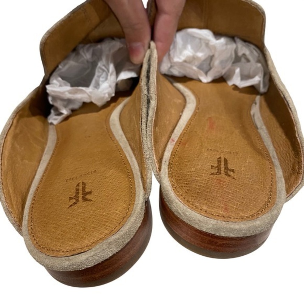 Frye Gwen Pickstitch Leather Slide Mule Ash Beige 8.5 Boho Western Casual Spring - Picture 7 of 8